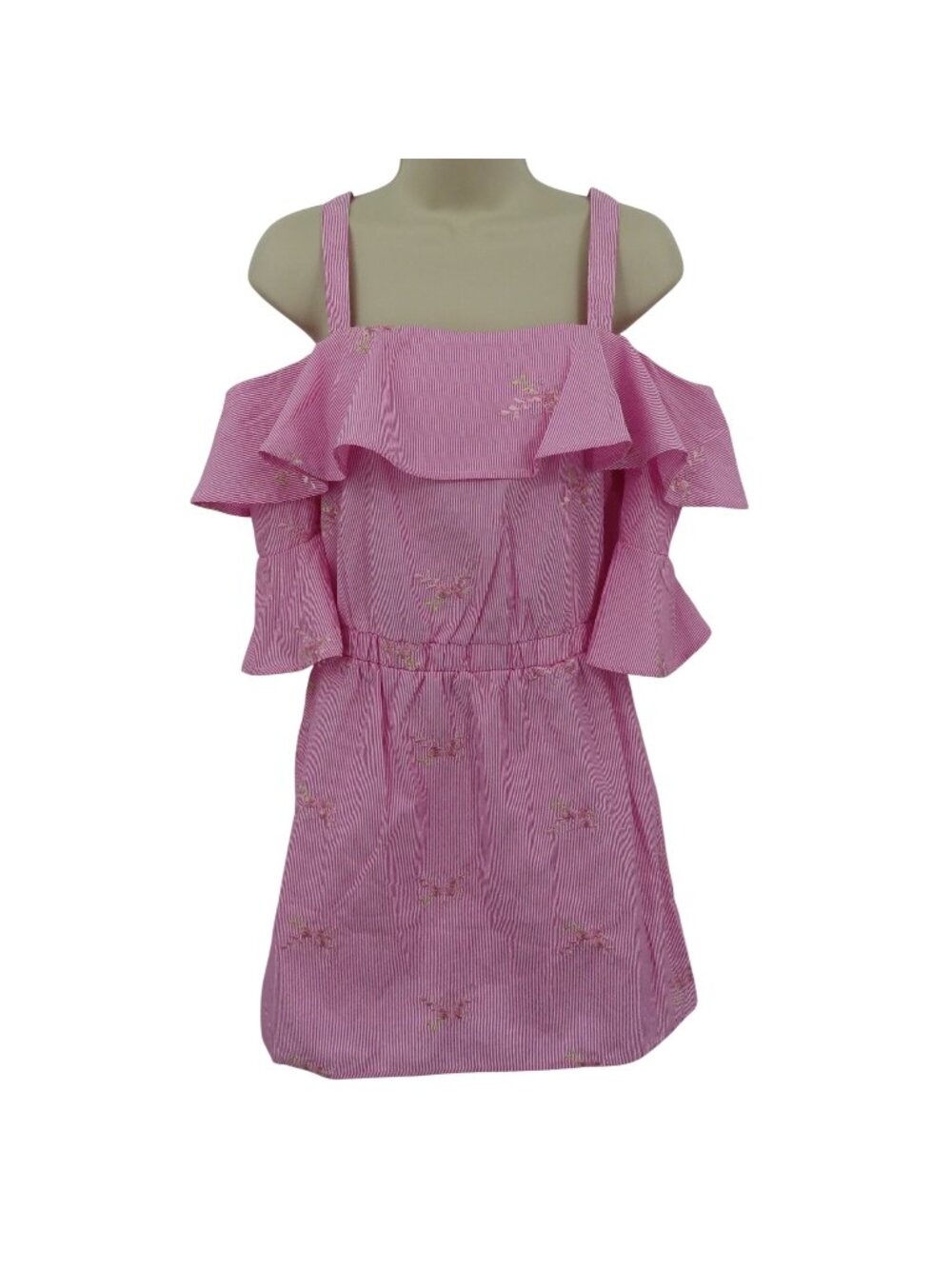 Romeo + Juliet Couture Womens Medium Pink Embroidered Flower Stripe Dress NEW